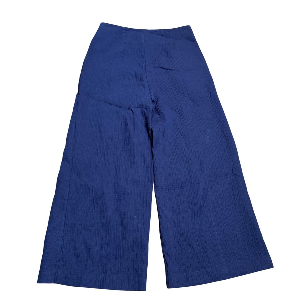 Maeve Anthropologie Navy Blue Cotton Gauze Wide Leg High Rise Pants Size 10 (C) - Picture 2 of 8
